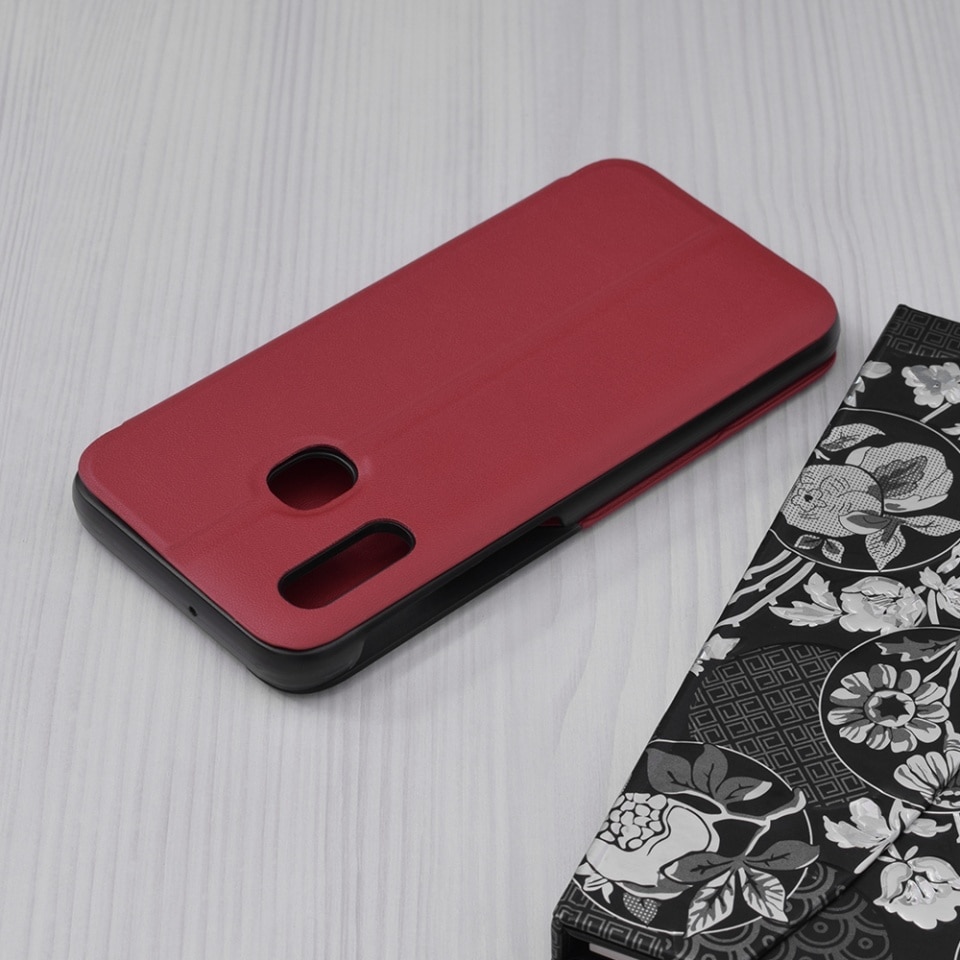 Husă tip carte pentru Samsung Galaxy A20e, SKYDDAR INNOVATION, eFold, set cu sticker, roșu