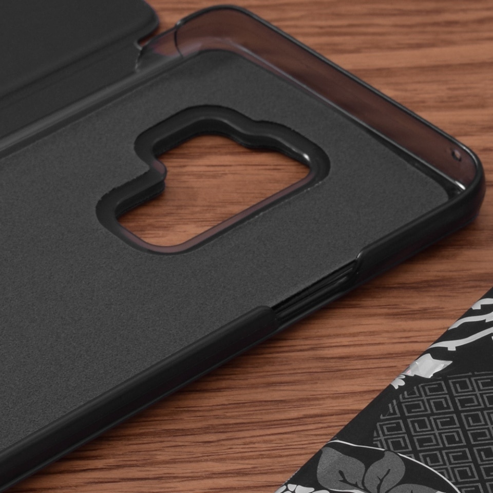 Husă tip carte pentru Samsung Galaxy S9 Plus, SKYDDAR INNOVATION, eFold, set cu sticker, negru