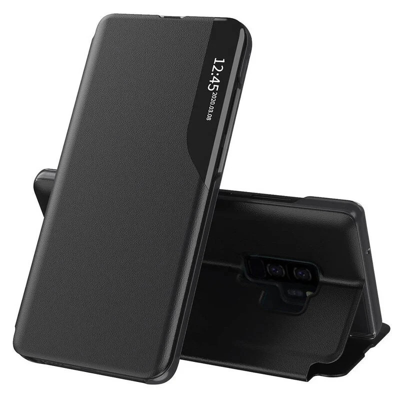 Husă tip carte pentru Samsung Galaxy S9 Plus, SKYDDAR INNOVATION, eFold, set cu sticker, negru