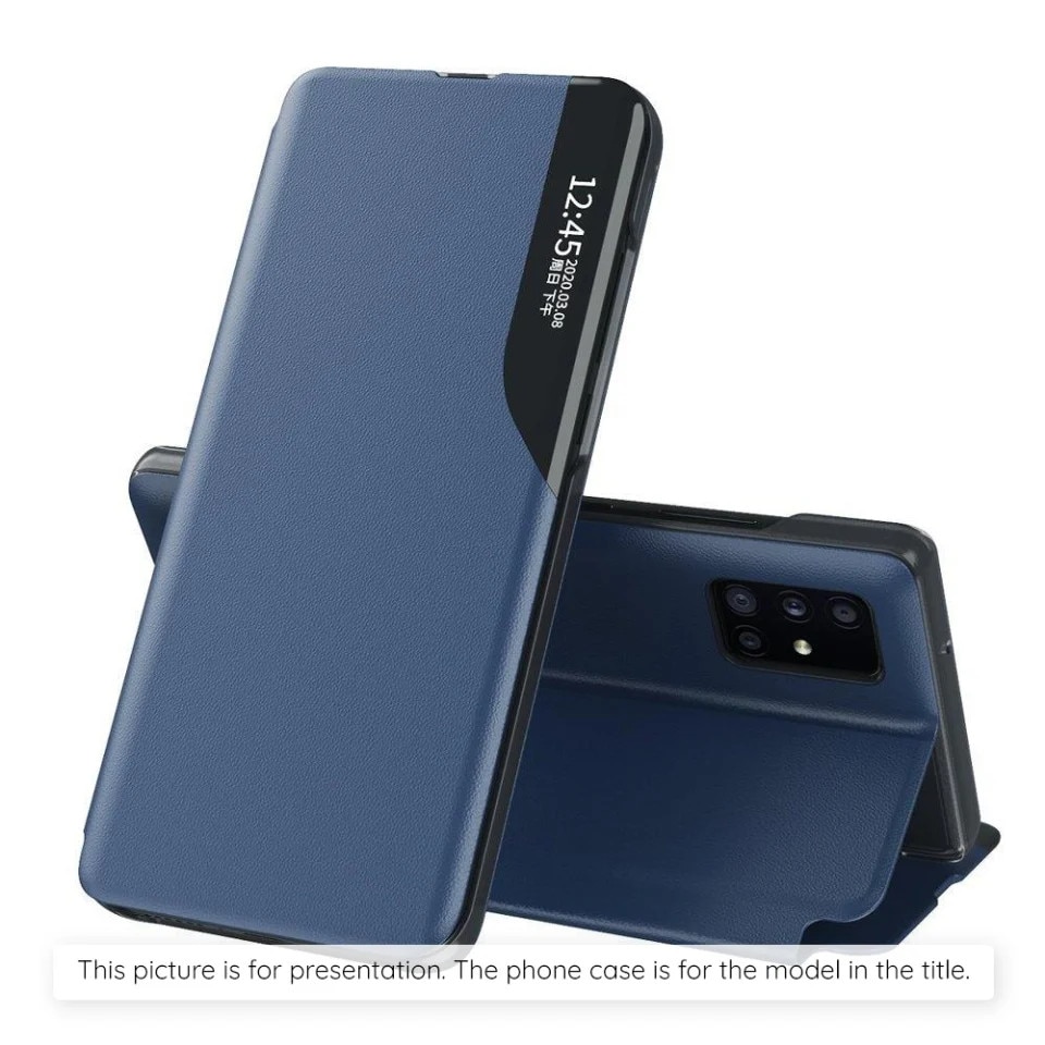 Husa pentru Samsung Galaxy A37 5G, SKYDDAR INNOVATION, eFold, tip carte, set cu sticker, Albastru