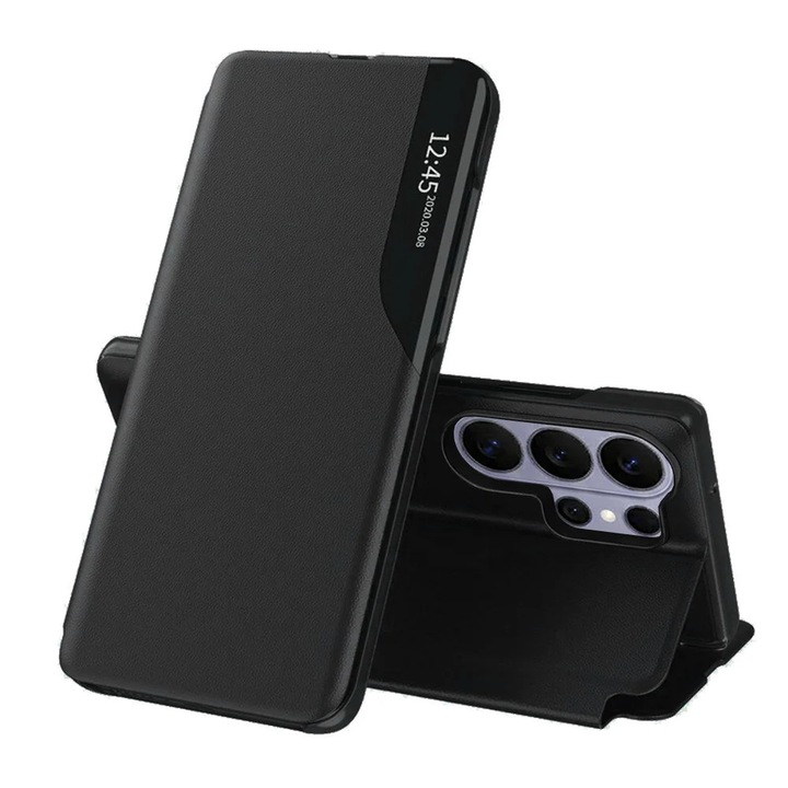 Husă pentru Samsung Galaxy S26 Ultra, SKYDDAR INNOVATION, eFold, tip carte, set cu sticker, Negru
