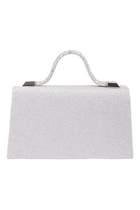 Carolina di Rosa, Geanta-plic cu aspect stralucitor si bareta din lant, Argintiu