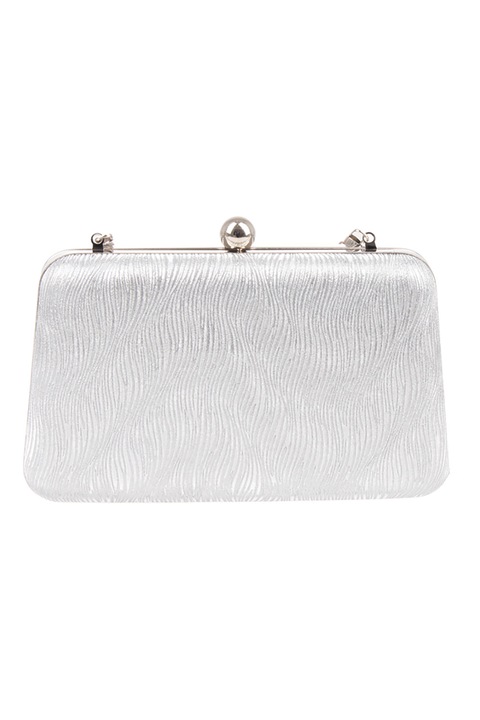 Carolina di Rosa, Geanta cu aspect stralucitor si maner detasabil din lant Minaudiere, Argintiu