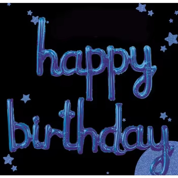 Original - Set Baloane din Folie Metalizata, Southern Sky, Model Happy Birthday, 45x85 cm, 45x124cm, Baloane Party, Ambalaj Individual, Pai Inclus, Umflare cu Aer sau Heliu, Albastru - calitate superioara