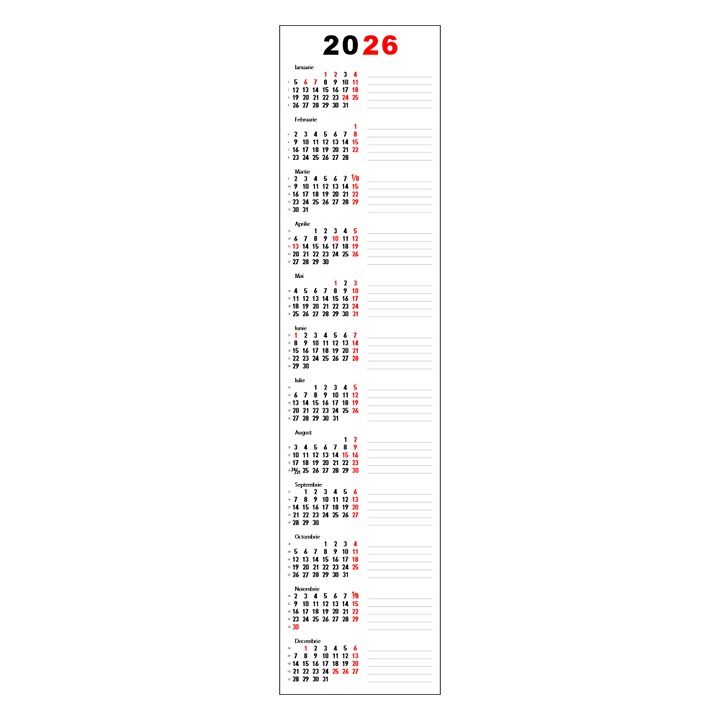 Calendar de perete vertical 30 x 125 cm CLV30125