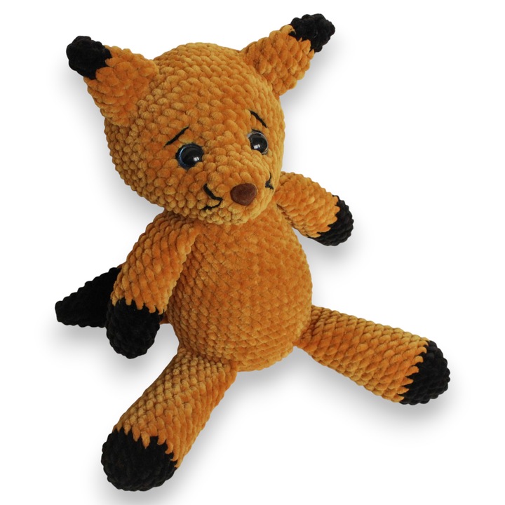 Jucarie Vulpe crosetata din fir de plus, Mirinka, realizata manual, 40 cm