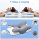 Perna Ortopedica Cervicala pentru dormit, bBedee, Husa lavabila, Doua reglabile pe inaltime, Spuma cu Memorie, Ergonomic, Ajuta la ameliorarea presiunii si a disconfortului din zona gstului si a umerilor,65x37,9x13,3cm Alb/Gri