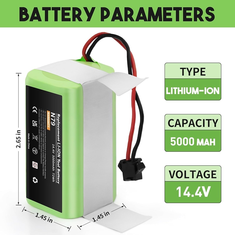 NASTIMA 14,4V 3000mAh Lithium-ion Vervangende Batterij Compatibel met