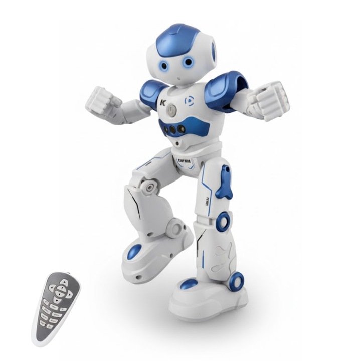 Robot De Jucarie Inteligent GNR Market, Telecomanda Si Control Prin Gesturi, Alb și Albastru, 16x8x26.5cm, Set Complet