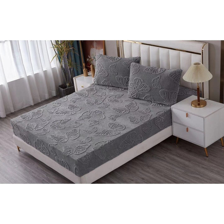 Husa cocolino cu elastic 180 x 200 cm, model fluturi 3D cod HF03