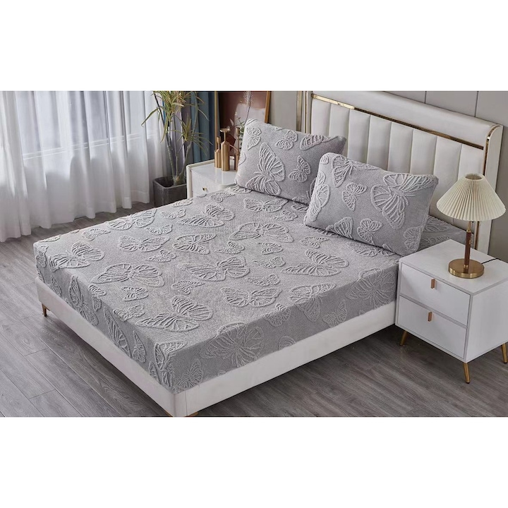 Husa cocolino cu elastic 180 x 200 cm, model fluturi 3D cod HF04