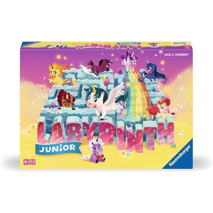 Joc clasic de familie Ravensburger Labirint Junior Unicorn 23046, pentru copii de la 4 ani, 2-4 jucători, ediție junior cu tematică unicorn