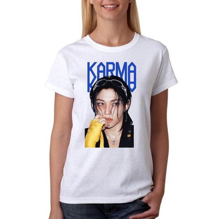Персонализирана дамска тениска stray kids karma felix kpop stay, Бяла, XS