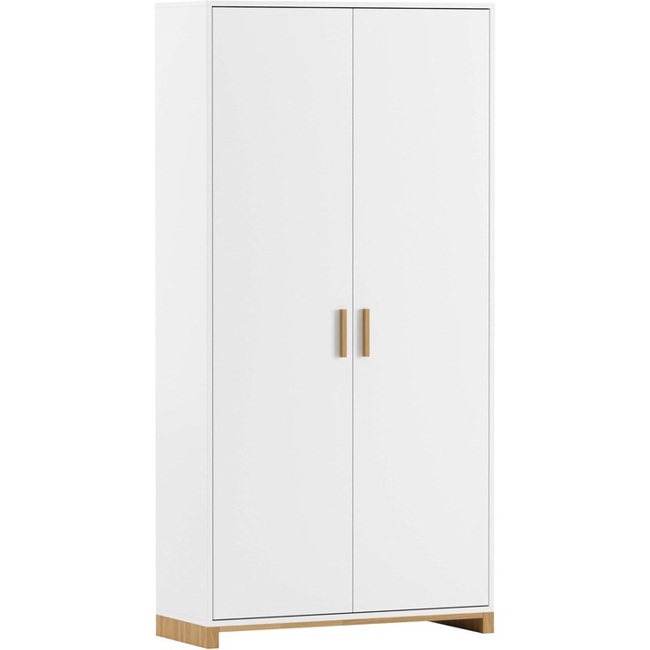 Sifonier 2 Usi, Deerhorn Loft, Alb cu Elemente din Lemn, 200x100x40 cm, Stil Modern