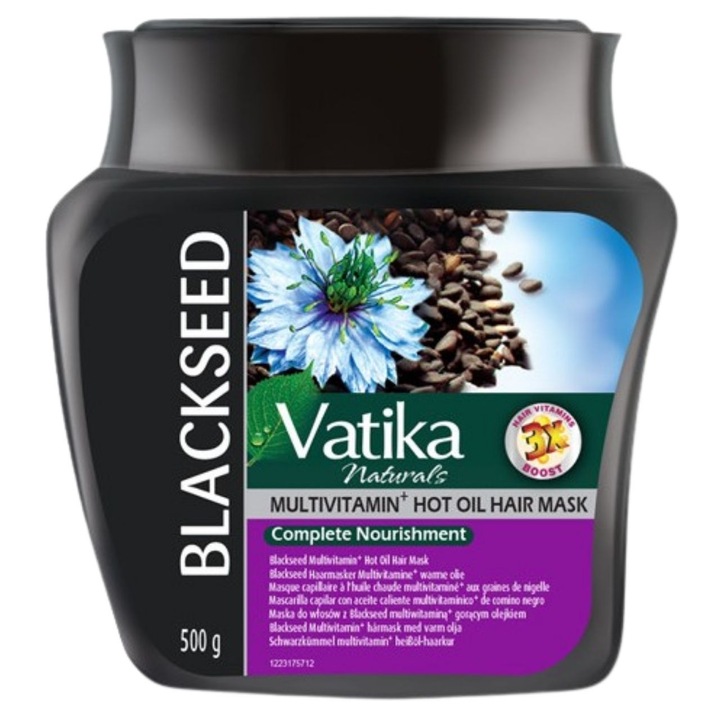 Masca de păr Vatika Black Seed, regenerare intensă, 500 g, pentru păr degradat, unisex