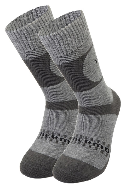 2 pár férfi zokni szett, melírozott szürke és sötétszürke, 43-46 EU, thermo frottír, varrás nélküli