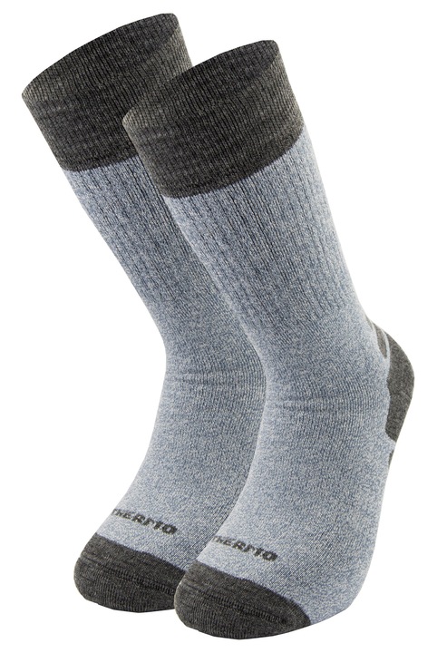 Set-2 perechi de sosete barbati thermo frotir din bumbac, Fara cusatura, Respirabile, Confortabile, Gri inchis melange/Albastru melange