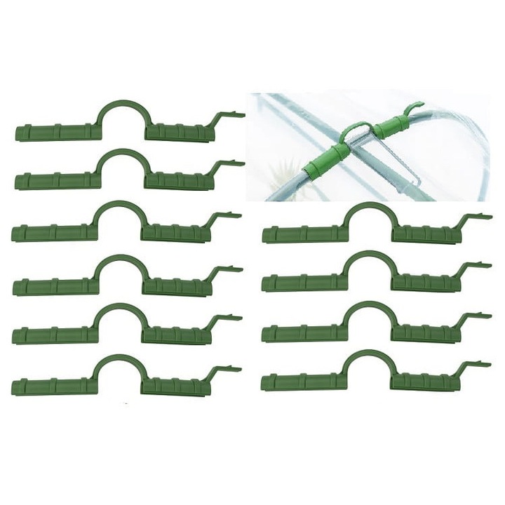 Cleme de montare din plasă Dixiestore, set 10 buc, verde, 7, 5cm