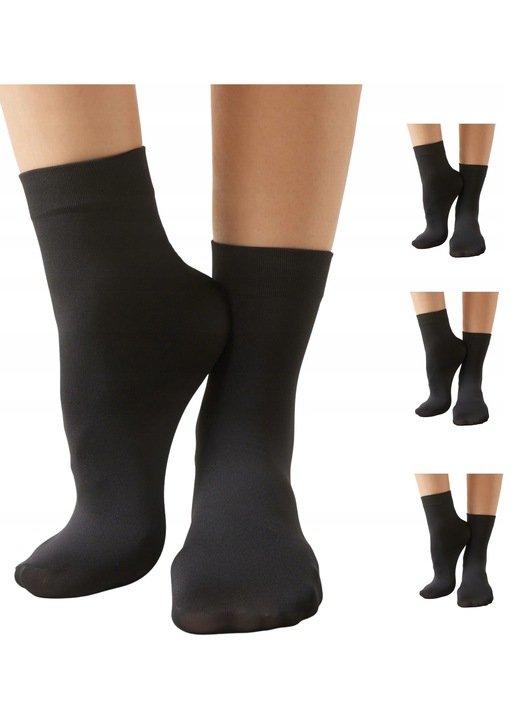 Sosete dama, Desu, 40DEN, fara presiune, set 3 perechi, microfibra, negru