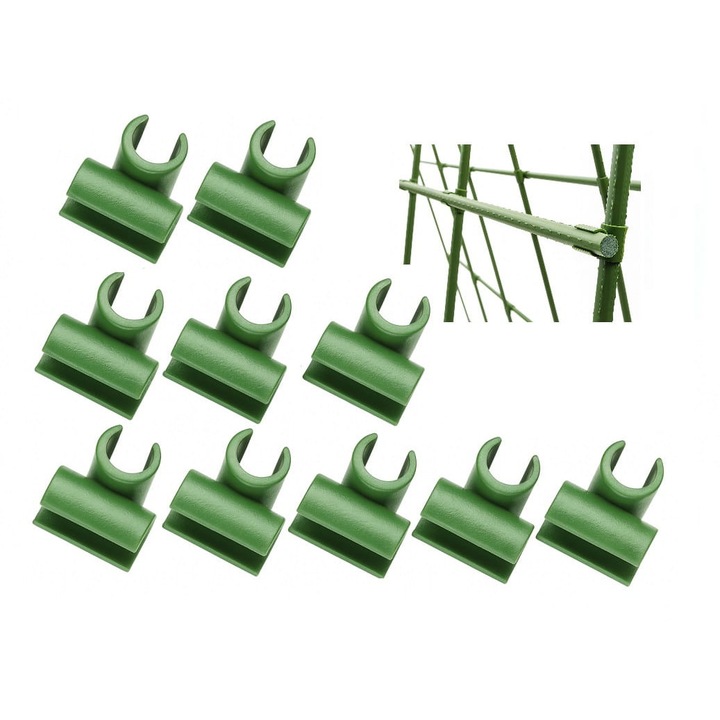 Conector unghiular set 10 buc, dixiestore, verde, 7, 5cm, pentru stalpi metalici 11mm