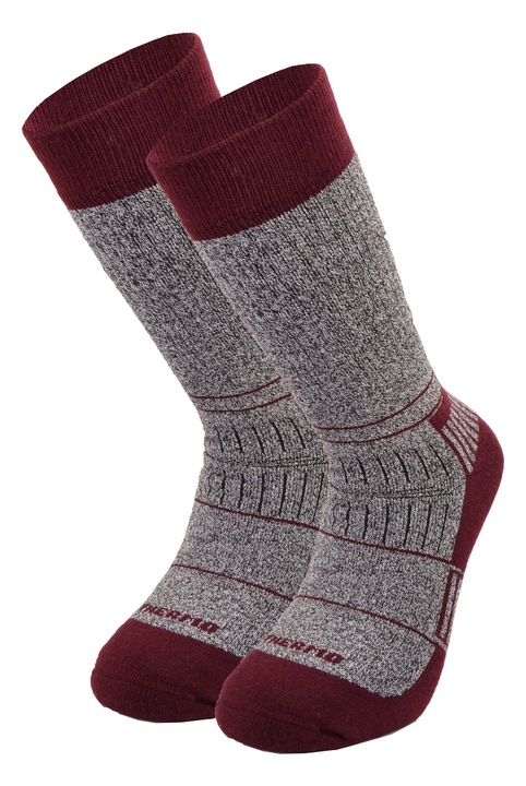 Set-2 perechi de sosete barbati thermo frotir din bumbac, Fara cusatura, Respirabile, Confortabile, Gri melange/Bordeaux