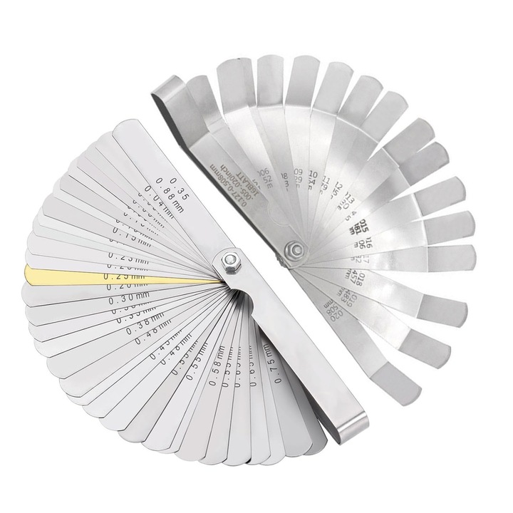 Set 2 lere pentru măsurarea grosimii, AFKSMILE, 16 oglinzi, 32 oglinzi, inox, 95x14x13mm, argintiu