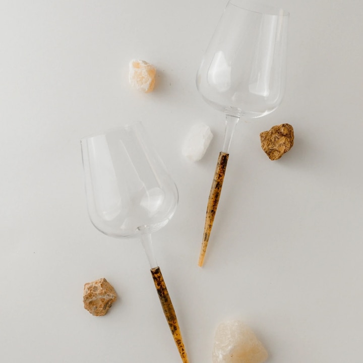 Set pahare vin rosu pentru picnic, chihlimbar auriu