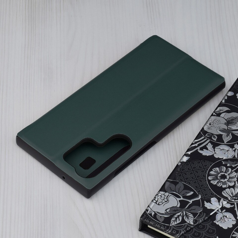 Husa pentru Samsung Galaxy S23 Ultra, SKYDDAR INNOVATION, eFold, tip carte, set cu sticker, Verde