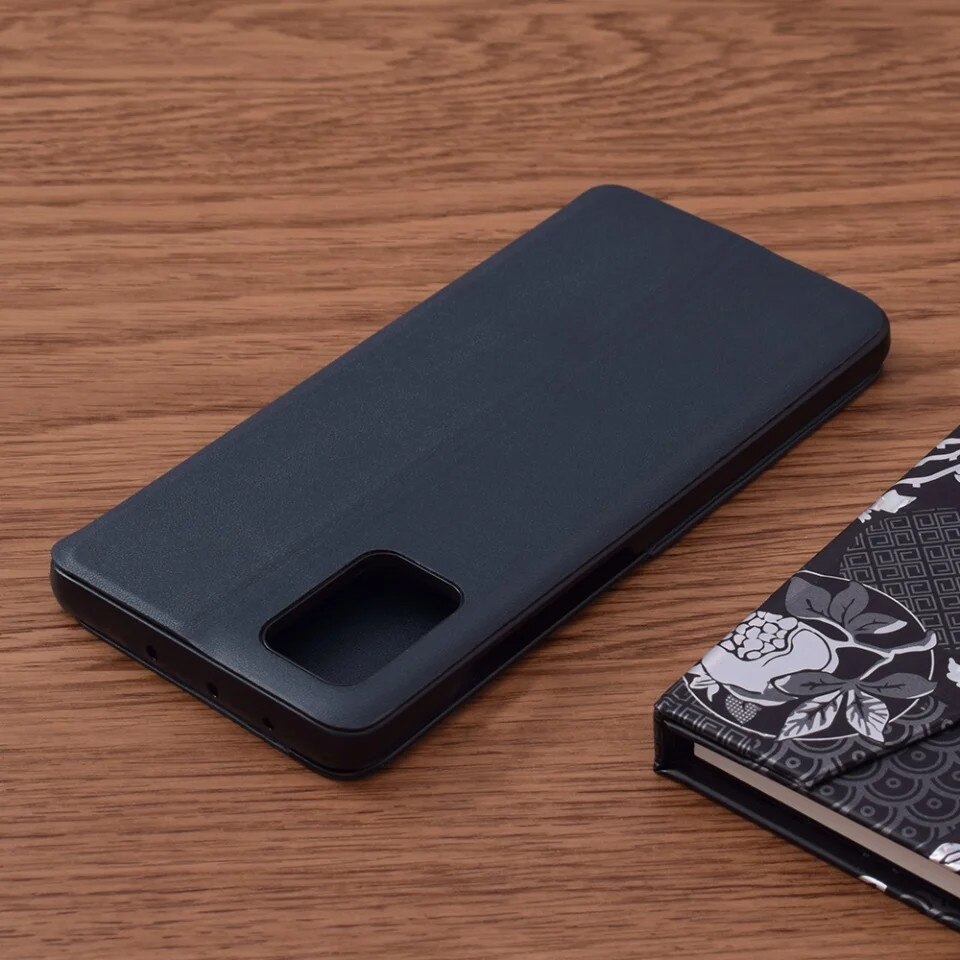 Husa pentru Samsung Galaxy A51 4G, SKYDDAR INNOVATION, eFold, tip carte, set cu sticker, Albastru