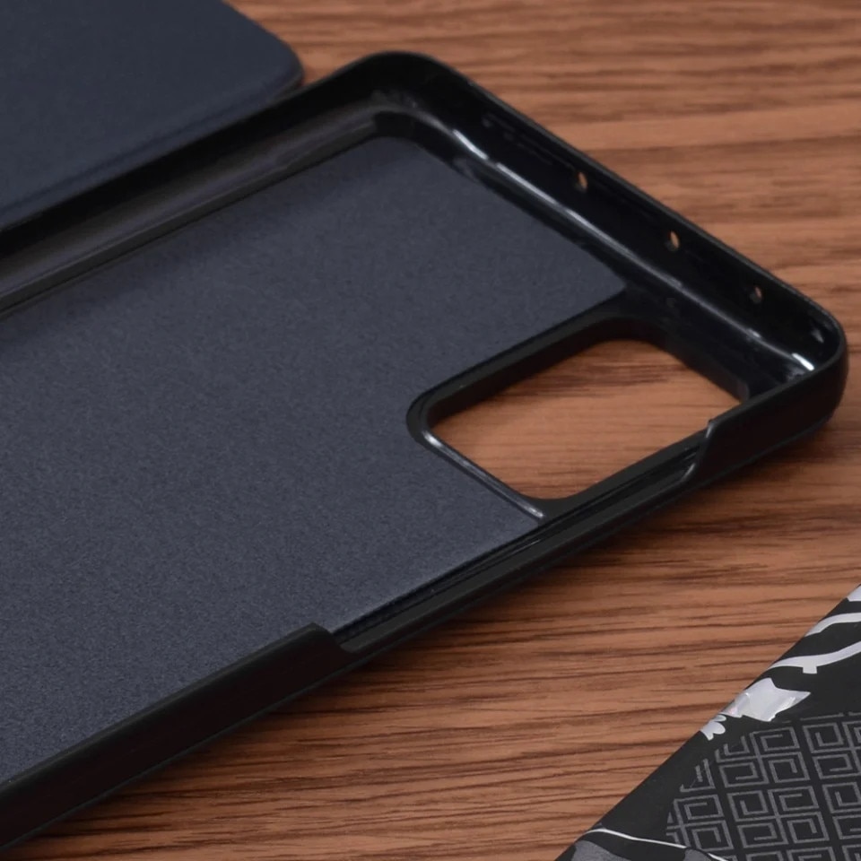 Husa pentru Samsung Galaxy A51 4G, SKYDDAR INNOVATION, eFold, tip carte, set cu sticker, Albastru
