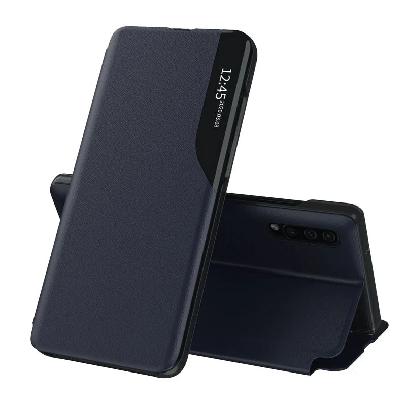 Husa pentru Samsung Galaxy A50 / Galaxy A30s / Galaxy A50s, SKYDDAR INNOVATION, eFold, tip carte, set cu sticker, Albastru