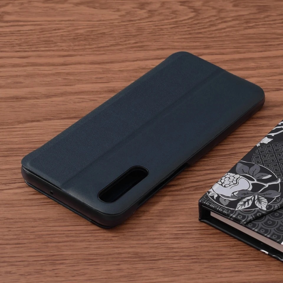 Husa pentru Samsung Galaxy A50 / Galaxy A30s / Galaxy A50s, SKYDDAR INNOVATION, eFold, tip carte, set cu sticker, Albastru
