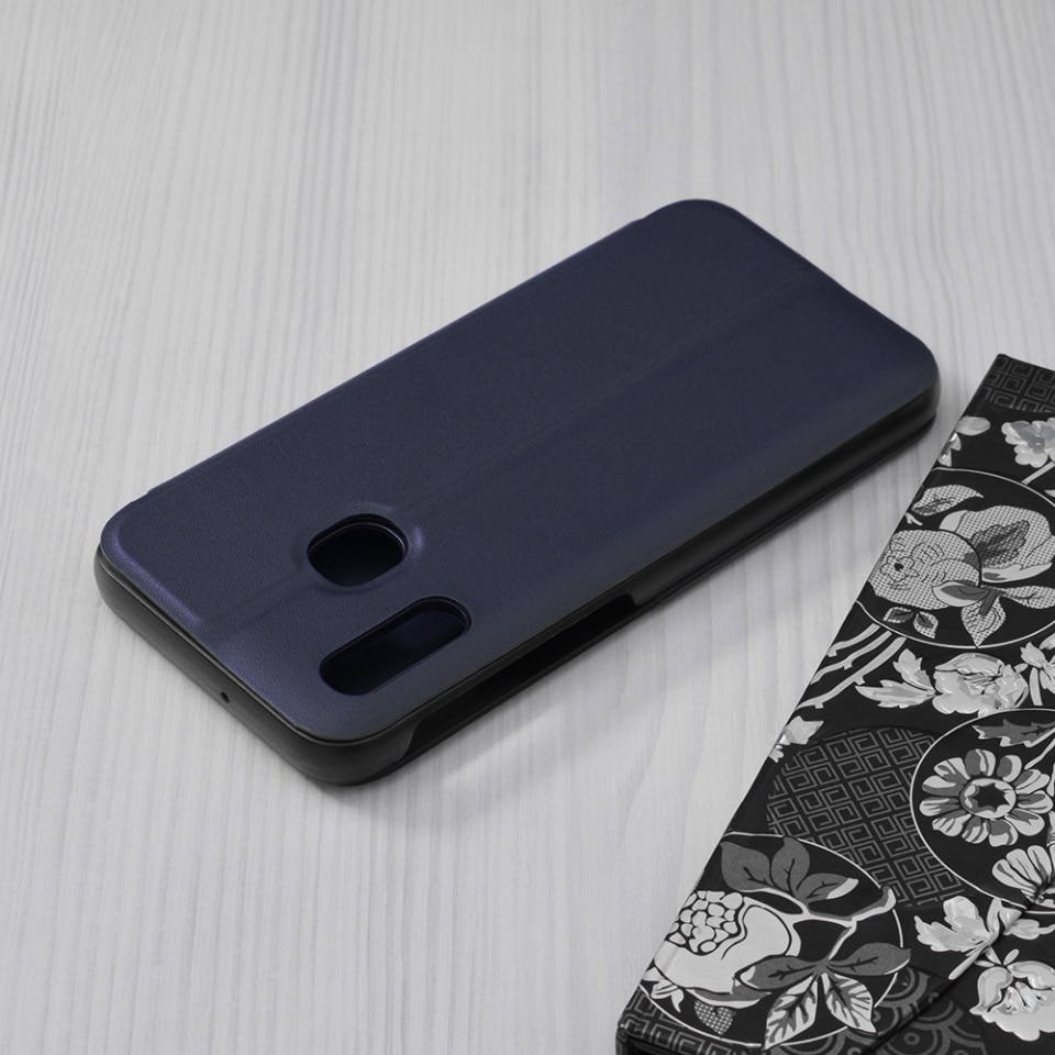 Husa pentru Samsung Galaxy A20e, SKYDDAR INNOVATION, eFold, tip carte, set cu sticker, Albastru