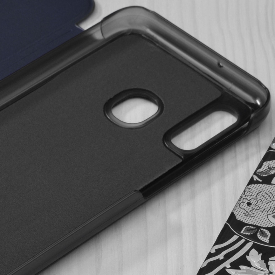 Husa pentru Samsung Galaxy A20e, SKYDDAR INNOVATION, eFold, tip carte, set cu sticker, Albastru