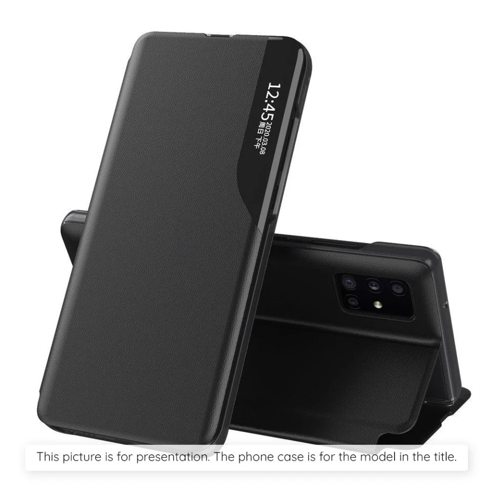 Husa pentru Samsung Galaxy A57 5G, SKYDDAR INNOVATION, eFold, tip carte, set cu sticker, Negru
