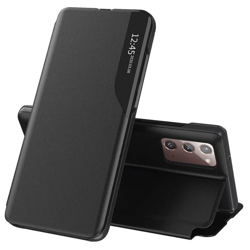 Husa pentru Samsung Galaxy Note 20 / Galaxy Note 20 5G, SKYDDAR INNOVATION, eFold, tip carte, set cu sticker, Negru