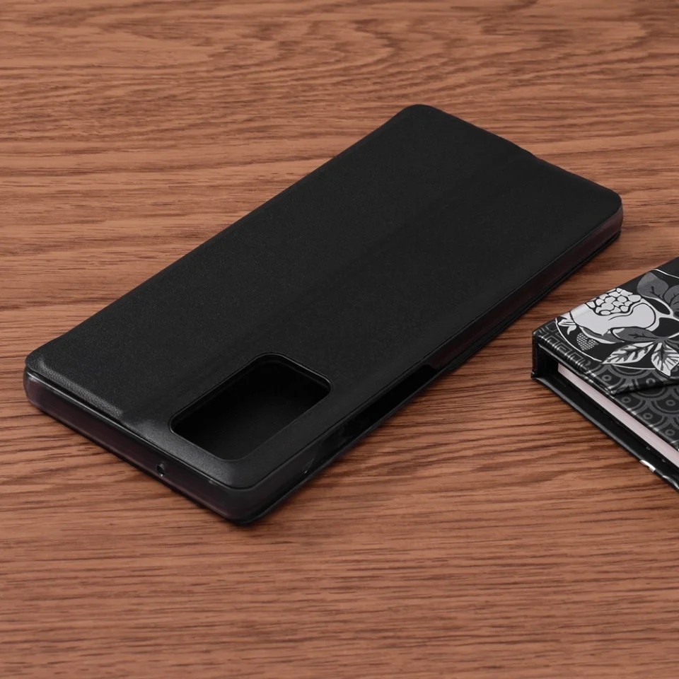Husa pentru Samsung Galaxy Note 20 / Galaxy Note 20 5G, SKYDDAR INNOVATION, eFold, tip carte, set cu sticker, Negru