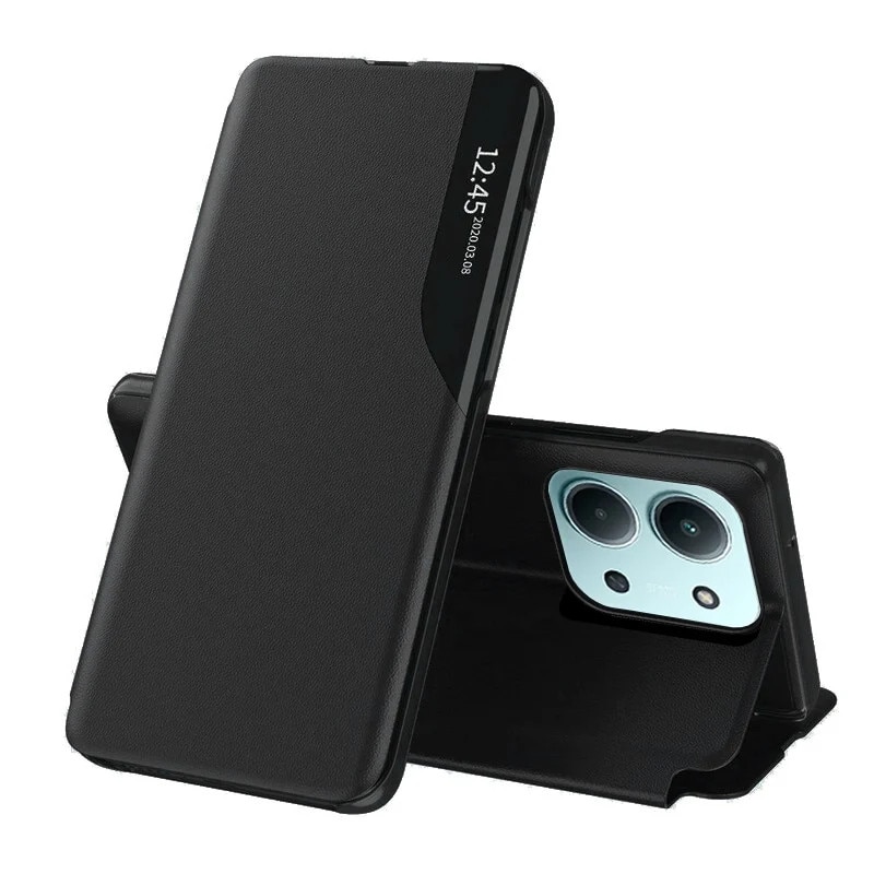 Husa pentru Xiaomi Redmi 15C 4G / Poco C85 4G / Redmi 15C 5G, SKYDDAR INNOVATION, eFold, tip carte, set cu sticker, Negru