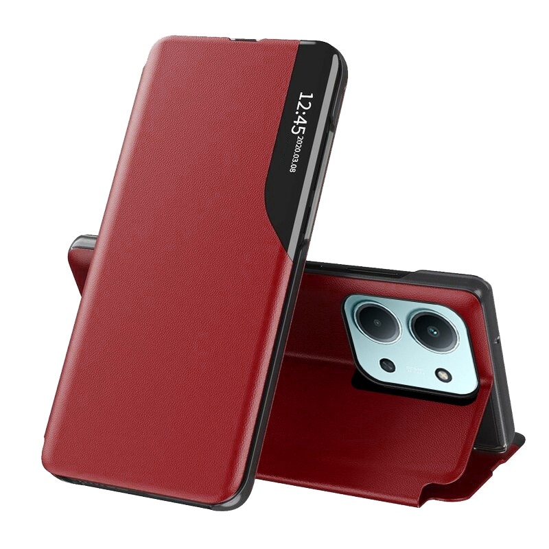 Husa pentru Xiaomi Redmi 15C 4G / Poco C85 4G / Redmi 15C 5G, SKYDDAR INNOVATION, eFold, tip carte, set cu sticker, Rosu