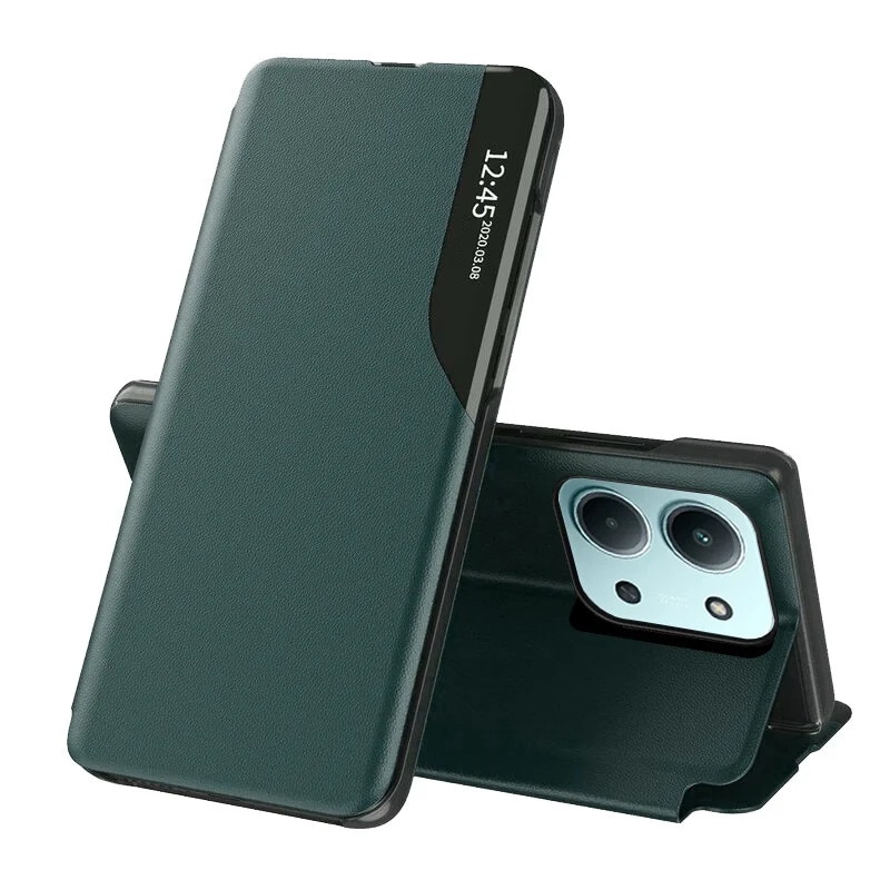 Husa pentru Xiaomi Redmi 15C 4G / Poco C85 4G / Redmi 15C 5G, SKYDDAR INNOVATION, eFold, tip carte, set cu sticker, Verde