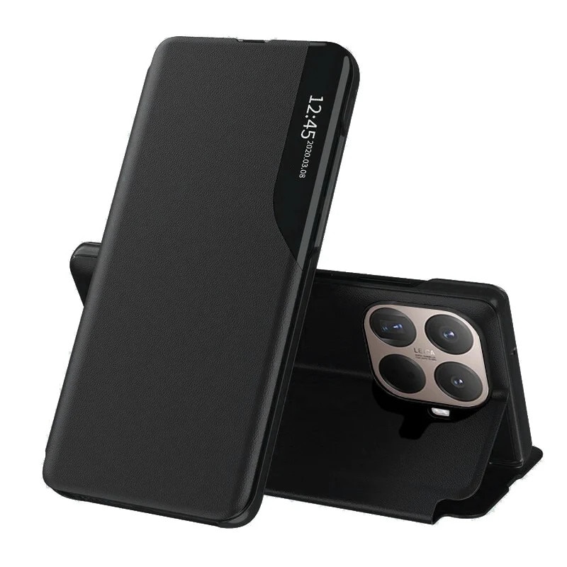 Husa pentru Xiaomi 15T Pro, SKYDDAR INNOVATION, eFold, tip carte, set cu sticker, Negru