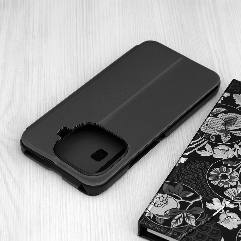 Husa pentru Xiaomi 15T Pro, SKYDDAR INNOVATION, eFold, tip carte, set cu sticker, Negru