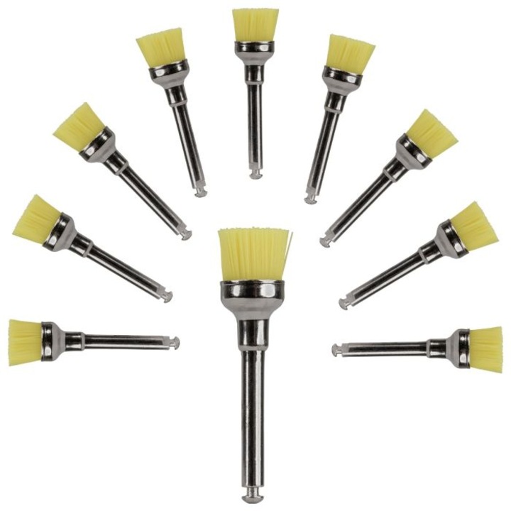 Periute detartraj din nylon, PRIMA, 10 buc, galbene, forma de cupa