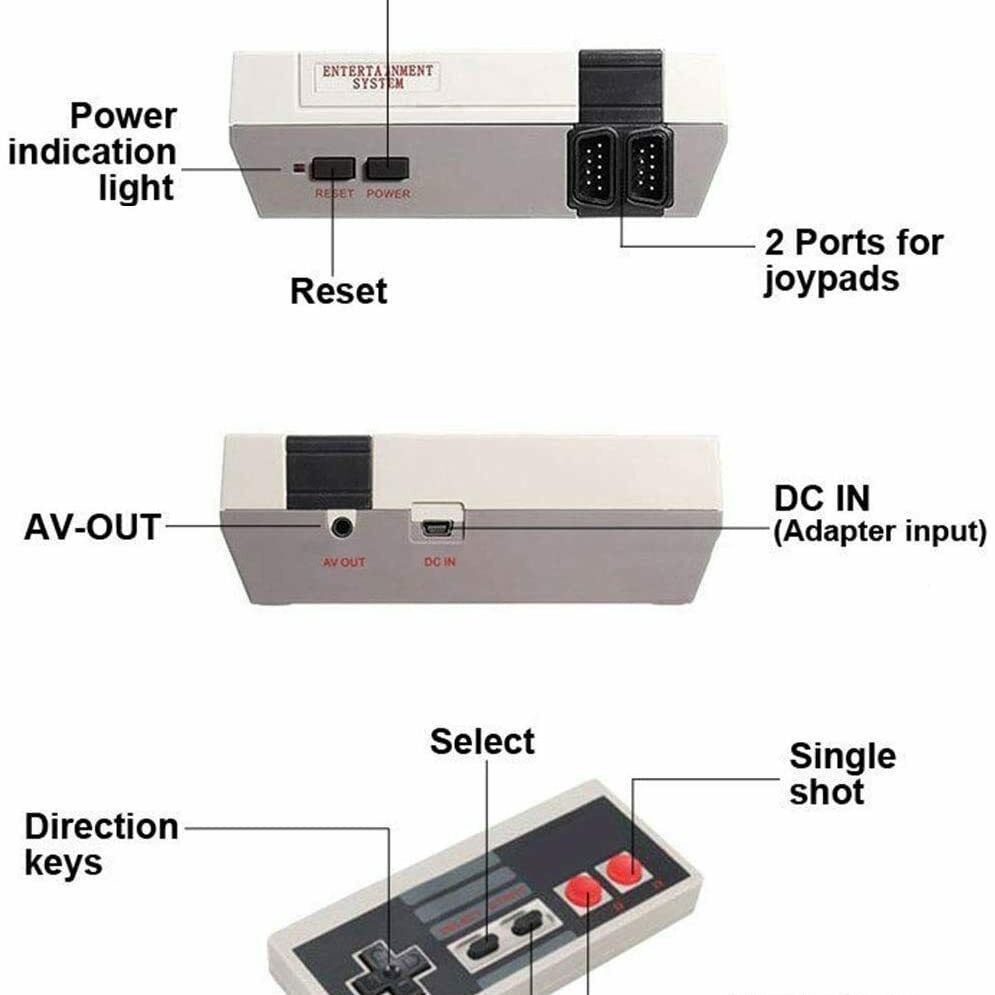 Consola jocuri retro, 620 jocuri, 2 controllere, negru, portabil