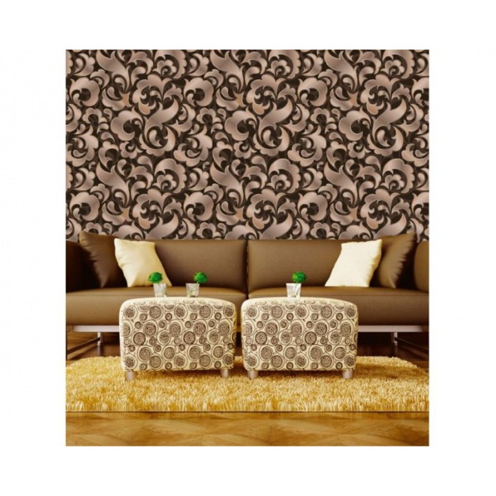 Luxus vlies tapéta, retro barna ornamentika