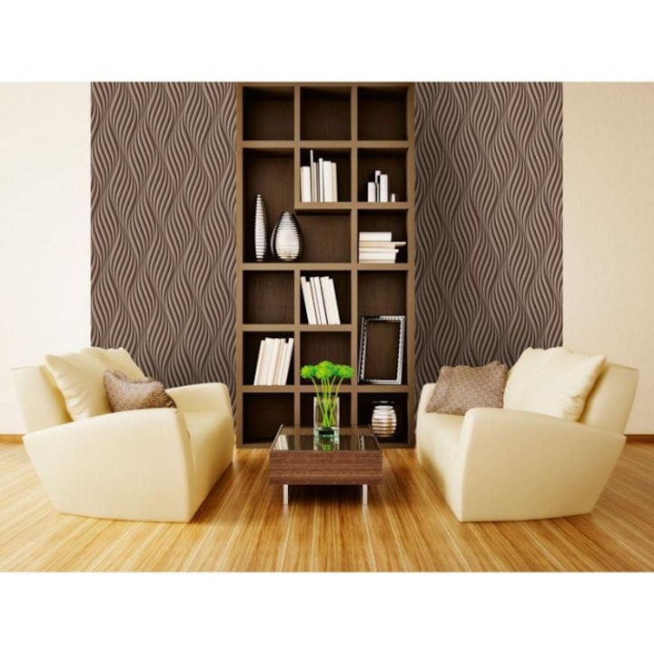 Luxus vlies tapéta, függőleges barna hullámok