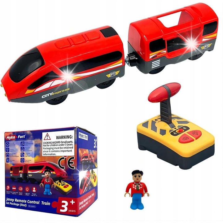 Set trenulete electrice cu telecomanda, locomotiva si vagoane, multicolor, pentru copii 3-10 ani