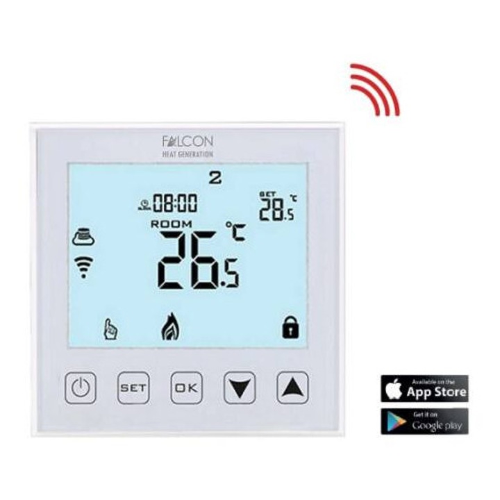 Termostat de camera cu senzor de temperatura in pardoseala WENTOREX Control FE-3 WiFi - pentru incalzire electrica prin pardoseala (16A)