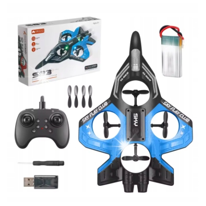 Drona zburatoare din spuma, invatare zbor, controlata cu telecomanda, stabila, 360, set complet