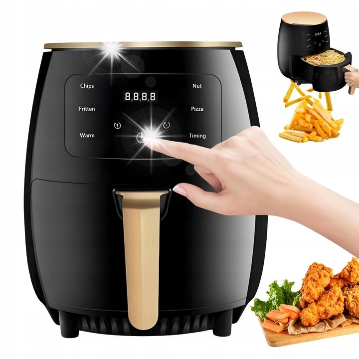 Légfritőz, 6L, fekete, multifunkcionális, 2400W